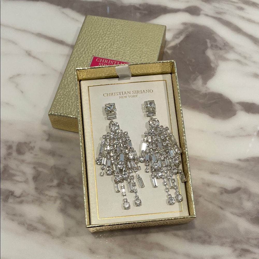 Christian Siriano Sparkling Silver Earrings